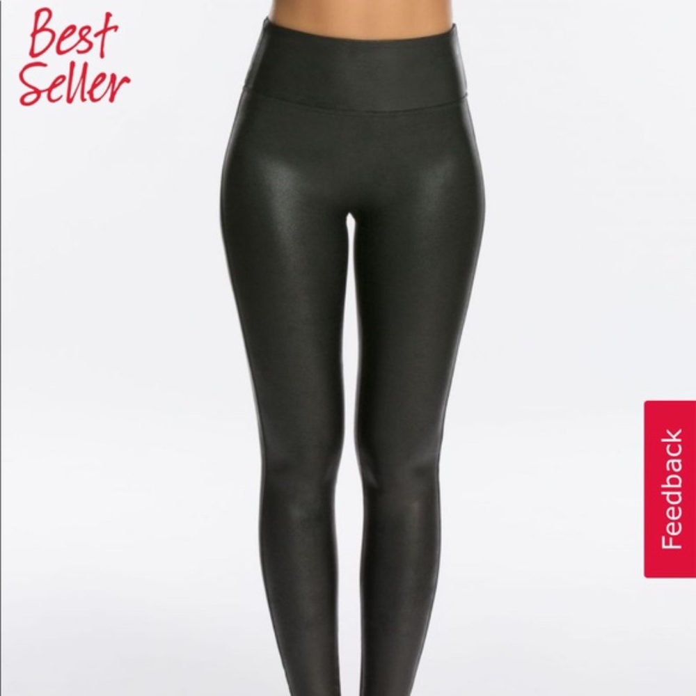 SPANX Faux Leather Leggings, Black - NEW